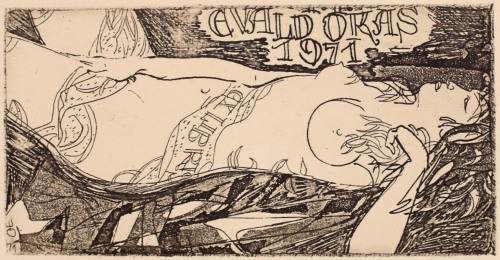 ex-libris by Evald Okas (Estonian, 1915–2011) 