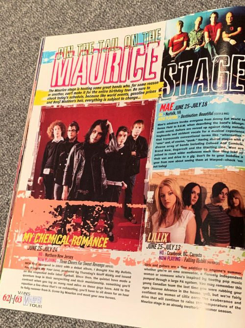 callmeblake:2004 Vans Warped Tour Official Program (sources 1, 2)Photo Credit for MCR: Justin Boruck