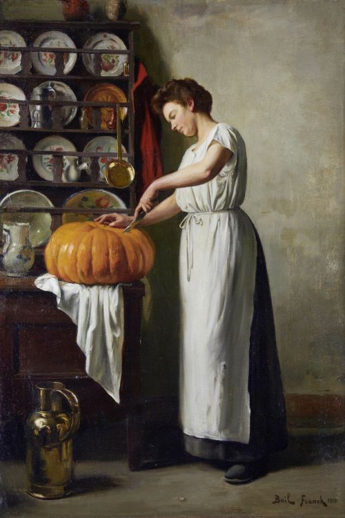 robert-hadley:Carving the Pumpkin by Franck Antoine Bail, 1910
