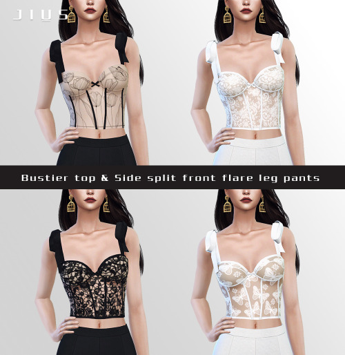 [Jius] Bustier top & Side split front flare leg pants12 & 16 swatchesSuitable for basic game