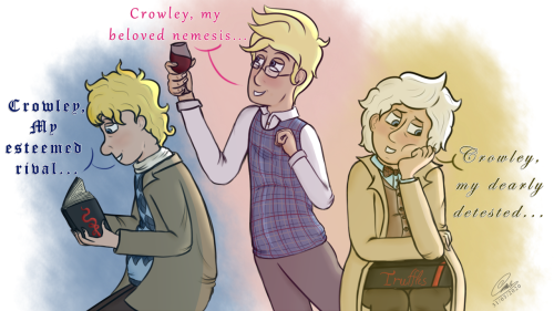 “Aziraphale and his not-totally-obvious crush on his hereditary enemy” Based on @superdogbiter‘s inc