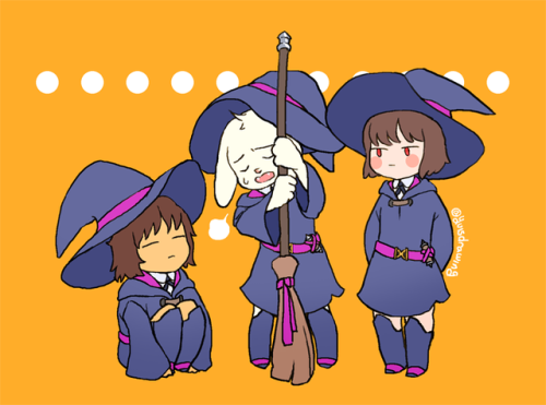 Undertale x Little Witch Academia! Asriel is probably too afraid of heights to ride a broom.