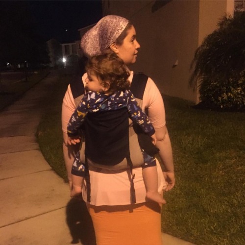 This is real life, this is motherhood. Taking our toddler for a walk at midnight last night, in our 