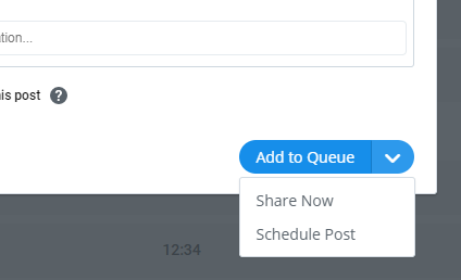 Snapshot of Add to Queue/Share Now button in Buffer