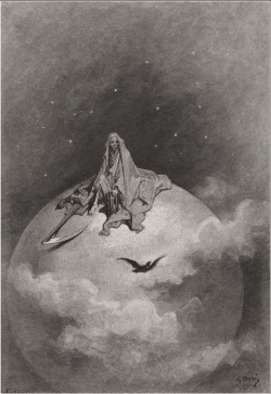 starxgoddess:  Gustave Doré (1832-1883), ‘Dreams No Mortal Ever Dared to Dream Before’, Illustration for The Raven by E. A. Poe, 1883