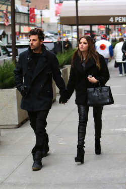 celebstarlets:  12/8/13 - Ashley Benson + Ryan Good leaving Madison Square Garden in NYC. 