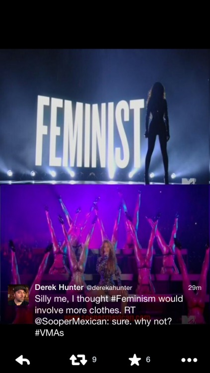 pardonmewhileipanic:  chocohawlic:  empty-venus:  Breaking news: White fuckboys on twitter bitching how funny it is that Beyoncé is a feminist when she and her dancers were provocative and half naked. Despite feminism being about empowerment and a woman’s