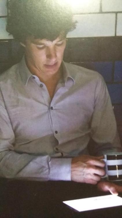 221bcumberb: Benedict behind the scenes. Picture from the Sherlocked convention programme [x]