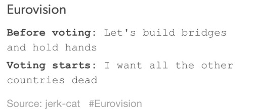 katbelleinthedark: dracosss: serbias: just a few tumblr highlights from Eurovision 2015 @damnpoe