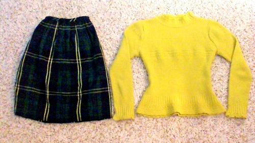 Yellow Crop Sweater: Vintage (Good Will) Tartan Skirt: Altered jcpenney dress