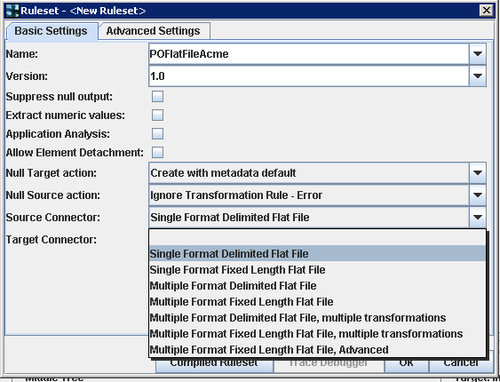 EXTOL Schema flat file properties