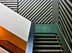 scandinaviancollectors:  A staircase with geometrical patterns, designer or location unknown. NOTE: Please let us know, if you have more information of this location and we´ll add it on the post! Photo by Paul Hoogeveen on Flickr (alias PaulHoo). / Flickr