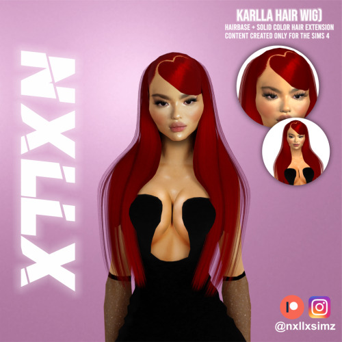 KARLLA Hair (wig)  has:• 5 swatches• texture entirely made by me.• maximum quality at lod 0• medium 