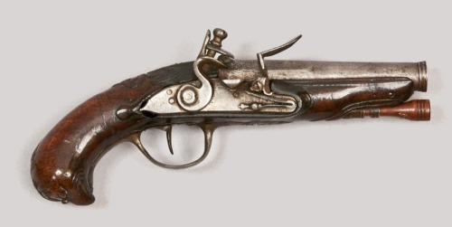 Flintlock pistol with carved eagle’s head butt, circa 1760.from Contemporary Makers