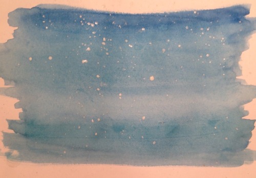 Drew some starry sky practices with watercolours. I like how they turned out (especially the dark bl