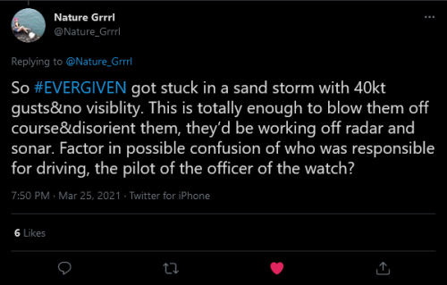 jimtheviking:1) As a former sailor here’s my hot take on the stuck boat in the Suez. I’m actually in