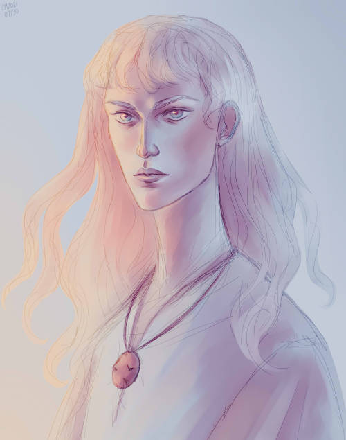 Griffith (looking at Guts) from Berserk! I dunno, I just felt like drawing him during the Golden Age