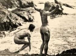 welshscotsman68:A photographic artwork by Henry Scott Tuke of young models posing by the sea.  