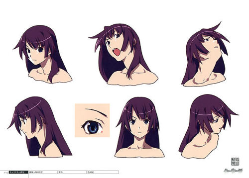 artbooksnat:  Character designs and costumes for Hitagi Senjougahara in Bakemonogatari (化物語) illustrated by Akio Watanabe.