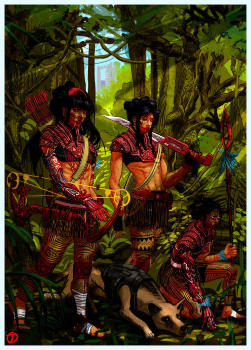 swordsintheforest:Amazofuturism III: Icamiabas by J. QueirozThe Icamiabas were a legendary nation of