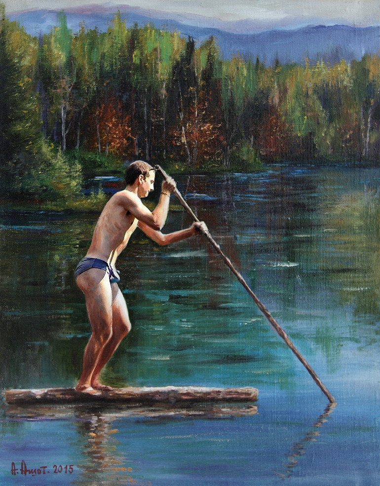 ashot56: Из серии Гребцы, 2015, 43х55 см