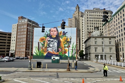 Still Here“Still Here,“ a mural by artist Gaia, shows a Narragansett Tribe member, Lynsea Montanari,