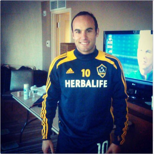 The internet is just loaded with good news today. Landon Donovan has emerged from the wilderness and rejoined the Los Angeles Galaxy for training this morning. This shot was posted to the official team Instagram account.