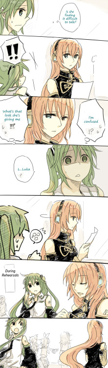 rxbd:  Comic by: 悠yuSaw this comic and was OMG Negitoro raburabu ♥~! Miku & Luka are just too damn perfect for each other! But since it was in Chinese, (and I just NEEDED to know what they were saying) I used my rusty Chinese language skills