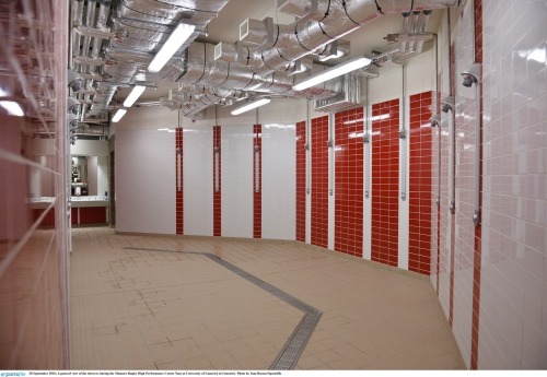 Men’s showers at the University of Limerick Sport Arena, Ireland.