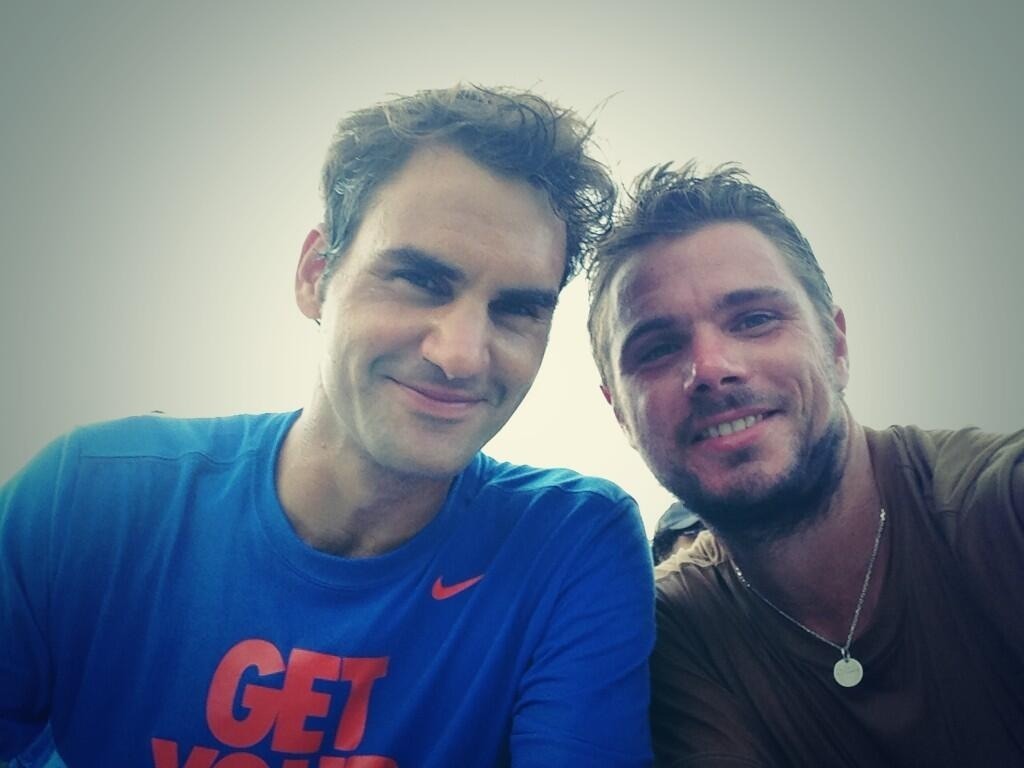 aww&ndash;a tennis bromance selfie peterlecaros:  Finally, a Fedrinka sighting!