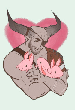 arcanefeather: I heard Bull thinks nugs are adorable. So here he is with an armful of nuggets 