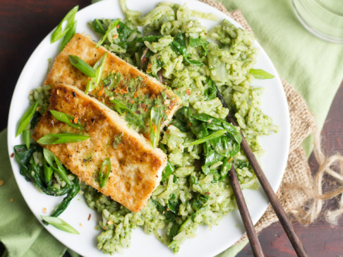  Flaky Coconut Tofu with Creamy Chard Jasmine Rice 