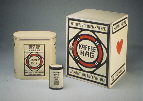 Coffee tin, Kaffee Hag, container for decoffeinated coffee, 1910. Design: Alfred Runge.