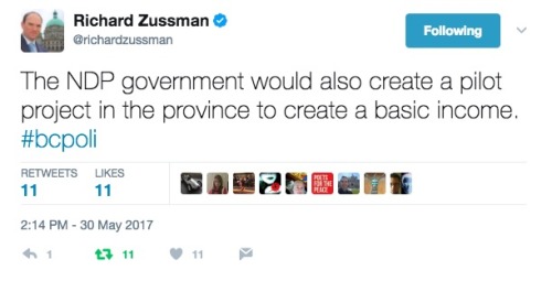 allthecanadianpolitics:Very cool. A basic income pilot will be started in British Columbia if the BC
