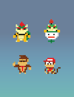 pixelchin:  SUPER SMASH BROS. ROSTER (4/12) BOWSER  BOWSER JR. DONKEY KONG  DIDDY KONG  