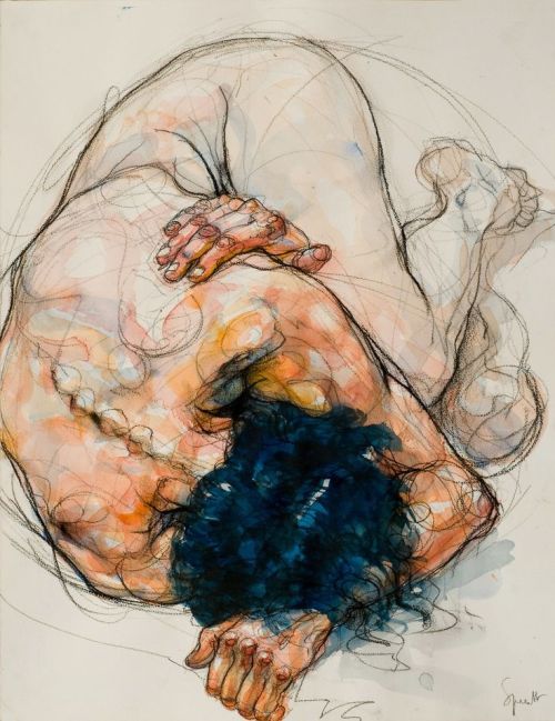 red-lipstick:Sylvie Guillot (French, b. 1972, Paris, France) - Untitled    Drawings: Black Chalk and