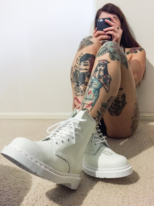 tattoosilikethatshit:All white doc martins