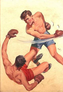 grundoonmgnx:Earle Kulp Bergey (1901-1952), Boxers, nd  Oil on canvas 28  ½  x 20  ¼  in