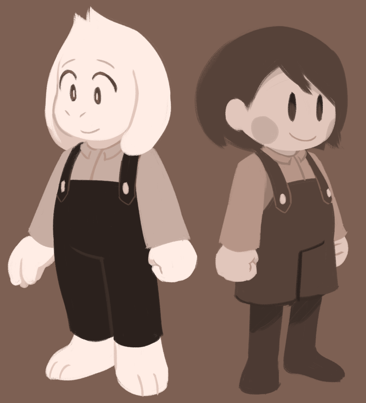 Asriel and Chara in 1920's styled outfits