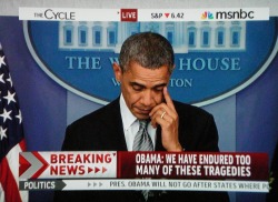 brooklynmutt:  President Obama tears up while talking to the nation about the school shooting today in Connecticut    Can&rsquo;t put it any better than he did.