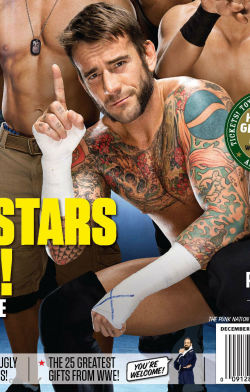 thepunknation:  Cropped Down Scan of Punk from December, 2013 WWE Magazine Cover  Oh damn Punk looks to good in this pic! Cena&rsquo;s body in the background an added bonus! :P