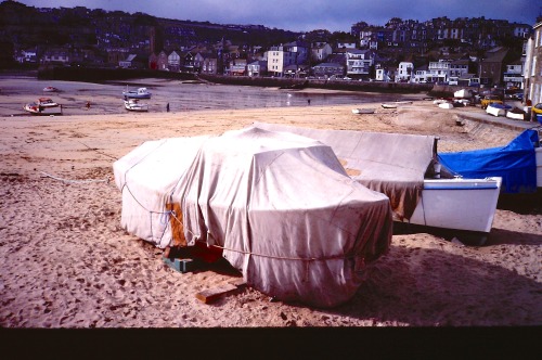 Tide is Out, Harbor, Penzance, Cornwall, Late Winter 1984.There is a substantial tidal range along t