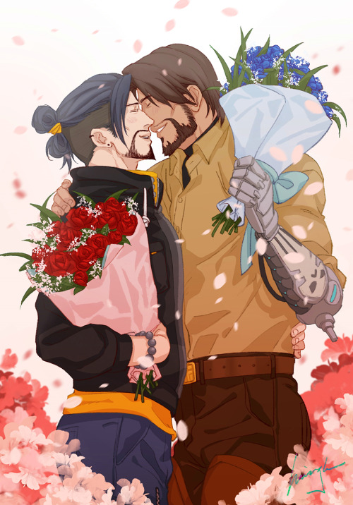 minghzi:happy st-valentine’s day :Dthey gave each other a bouquet of roses in their colors