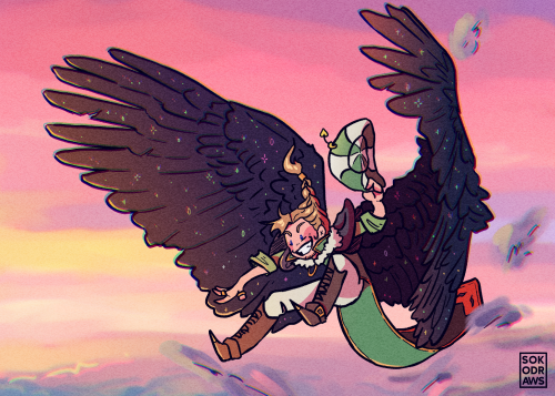 sokodraws: i love one (1) bird man this was mostly an excuse to draw some pretty clouds but ye 