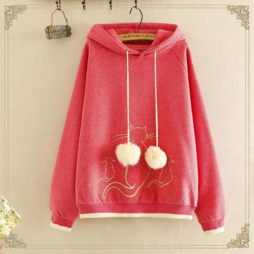 Kawaii Cat Embroidery Brushed Hoodie starts at $34.90 ✨✨ How about this one? Do you like it? ❤️