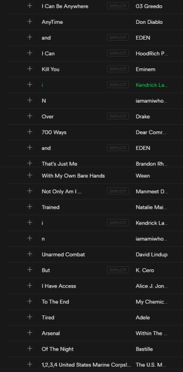 range-control: forestwildflower:  lapirin: Spotify kicked me out before I could finish making this playlist for my crush, but I think it still gets the message across just fine  Are you kidding me  OK this is the best one. 