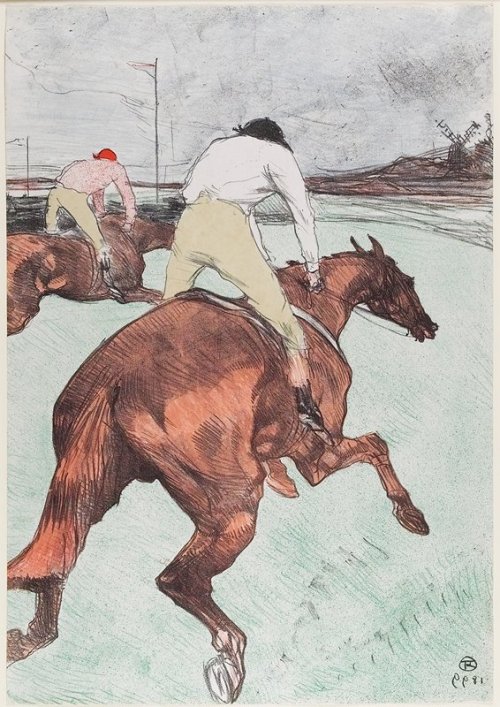Le Jockey, Henri de Toulouse-Lautrec, 1899, Minneapolis Institute of Art: Prints and Drawingstwo red