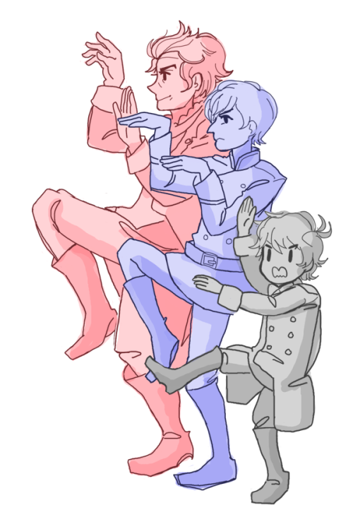 dokidokimaster:&ldquo;Someone should draw that Yotsuba group karate pose but w/ Saaz/Hark/Slaine&rdq