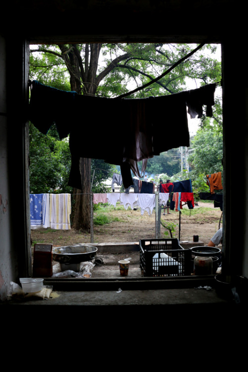 Hanging out the laundry. May 2016