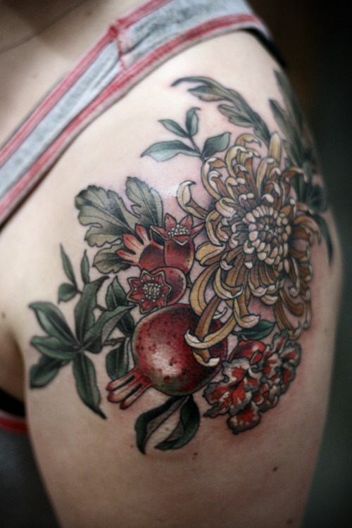 Chrysanthemum and ornamental pomegranate for Sarah. Thank you!